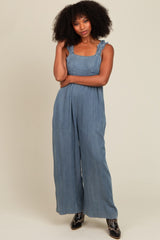 Denim Chambray Cutout Jumpsuit