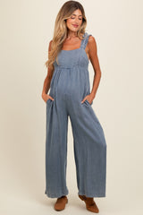 Denim Chambray Cutout Maternity Jumpsuit