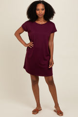 Burgundy Short Sleeve T-Shirt Dress