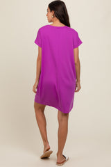 Magenta Short Sleeve T-Shirt Dress