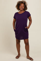 Purple Short Sleeve T-Shirt Maternity Dress