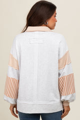 Heather Grey Colorblock Striped Maternity Long Sleeve Top