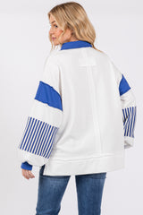 White Colorblock Striped Long Sleeve Top