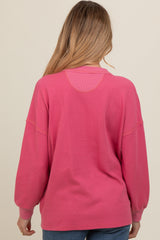 Pink Waffle Knit Maternity Sweatshirt