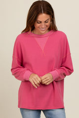 Pink Waffle Knit Maternity Sweatshirt