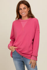 Pink Waffle Knit Sweatshirt