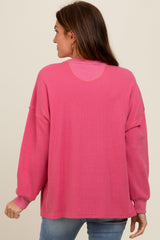 Pink Waffle Knit Sweatshirt