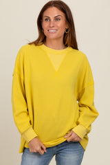 Yellow Waffle Knit Maternity Sweatshirt