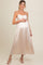 Cream Satin Pleated Maternity Midi Dress
