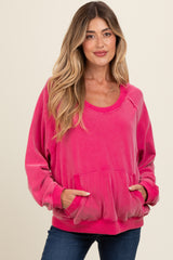 Fuchsia Hooded Maternity Sweatshirt