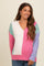 Pink Fuzzy Knit Colorblock Maternity Sweater