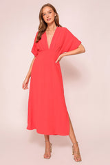 Red Airy Midi Dress