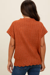 Rust Ribbed Mock Neck Maternity Sweater Top