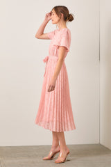 Blush Texture Fabric Pleated Dresss