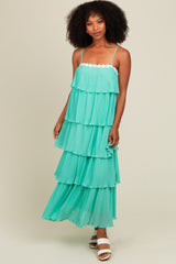 Aqua Ruffle Tiered Maxi Dress