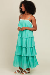 Aqua Ruffle Tiered Maxi Dress