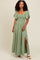 Light Olive Chambray Smocked Maxi Dress