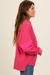 Fuchsia Striped Relaxed Fit Top