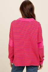 Fuchsia Striped Relaxed Fit Top