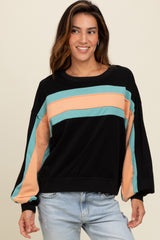 Black Colorblock Maternity Pullover Top