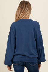 Navy Blue Colorblock Maternity Pullover Top