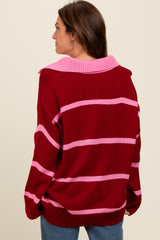 Red Striped Collared Sweater