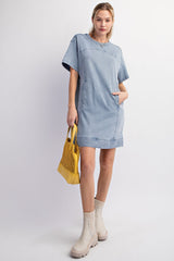 Washed Denim Tunic Dress