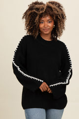 Black Contrast Stitch Maternity Sweater