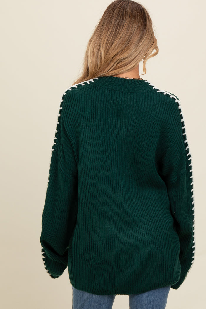 Forest Green Contrast Stitch Maternity Sweater