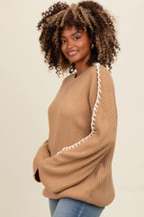 Taupe Contrast Stitch Sweater