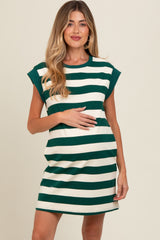 Green Striped Maternity Mini Dress