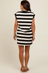 Black Striped Maternity Mini Dress