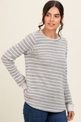 Heather Grey Striped Long Sleeve Top