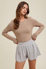 Mocha Basic Fitted Maternity Long Sleeve Top