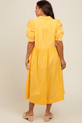 Yellow Half Zip Maternity Midi Dress