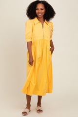 Yellow Half Zip Midi Dress