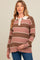 Brown Striped Polo Knit Maternity Sweater