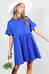 Royal Blue Ruffle Sleeve Dress