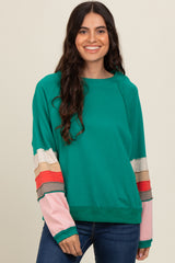 Emerald Green Colorblock Sleeve Maternity Pullover