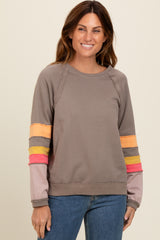 Mocha Colorblock Sleeve Maternity Pullover