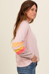 Light Pink Colorblock Sleeve Pullover