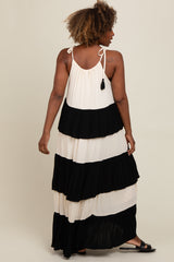 Black Colorblock Tiered Maxi Dress