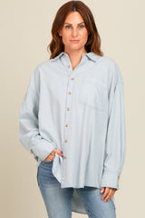 Light Blue Chambray Button Down Top