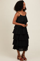 Black Tiered Midi Dress