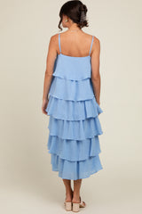 Blue Tiered Midi Dress
