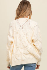 Ivory Textured Button Up Sweater Maternity Cardigan