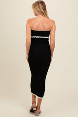 Black Contrast Trim Maternity Strapless Knit Dress