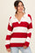 Red Wide Stripe Polo Sweater