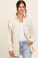 Ivory Plaid Textured Shirt Jacket