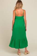 Green Smocked Maternity Maxi Dress